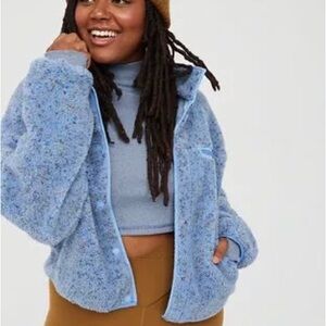 OFFLINE By Aerie Sherpa Blue Speckled Jacket / Medium